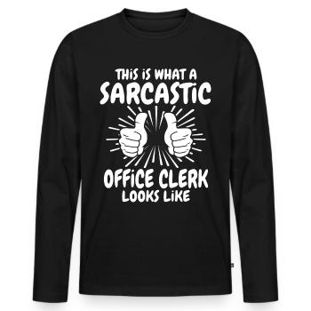 Sarkastischer Büroarbeiter - Männer Premium Bio Langarmshirt - Schwarz - Vorne - Nico (187cm)