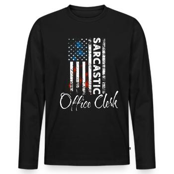 Sarkastischer Büroarbeiter - Männer Premium Bio Langarmshirt - Schwarz - Vorne - Nico (187cm)