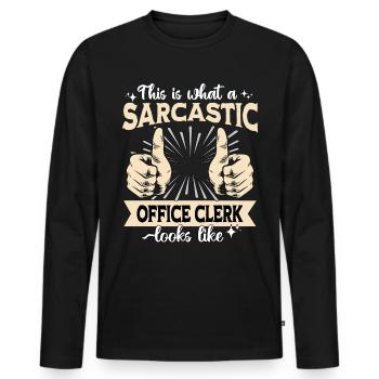 Sarcasme sarcastique d’un employé de bureau - T-shirt manches longues Premium bio Homme - noir - Devant - Nico (187cm)
