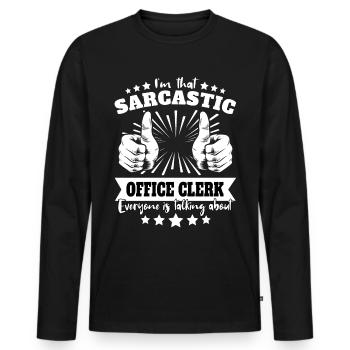 Sarcasme sarcastique d’un employé de bureau - T-shirt manches longues Premium bio Homme - noir - Devant - Nico (187cm)