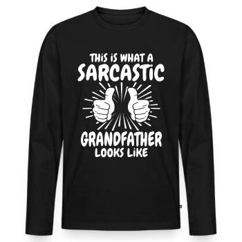 Sarkastischer Grossvater - Männer Premium Bio Langarmshirt - Schwarz - Vorne - Nico (187cm)