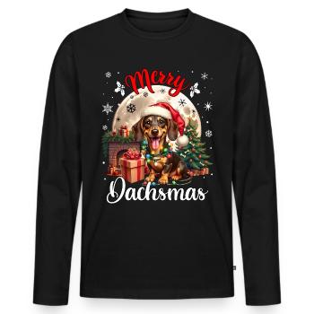 Dackel Santa Claus - Männer Premium Bio Langarmshirt - Schwarz - Vorne - Nico (187cm)