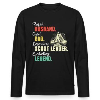 Scout Guide Papa - Men's Premium Organic Long Sleeve Shirt - black - Front - Nico (187cm)