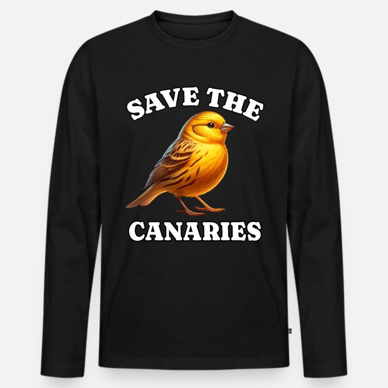 Kanarienvogel Save Canary - Männer Premium Bio Langarmshirt - Schwarz