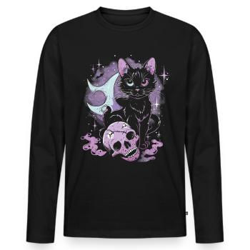 Kawaii Cat Pastel Goth Devilish - Men's Premium Organic Long Sleeve Shirt - black - Front - Nico (187cm)