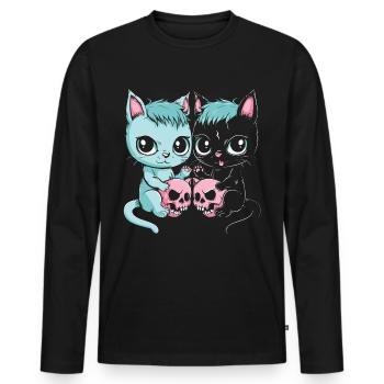 Kawaii Cat Pastel Goth Devilish - Men's Premium Organic Long Sleeve Shirt - black - Front - Nico (187cm)