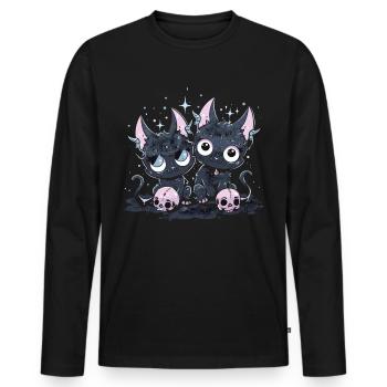 Kawaii Cat Pastel Goth Devilish - Men's Premium Organic Long Sleeve Shirt - black - Front - Nico (187cm)