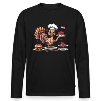 Grateful Gobble Wobble Thanksgiving - Men's Premium Organic Long Sleeve Shirt - black - Front - Nico (187cm)