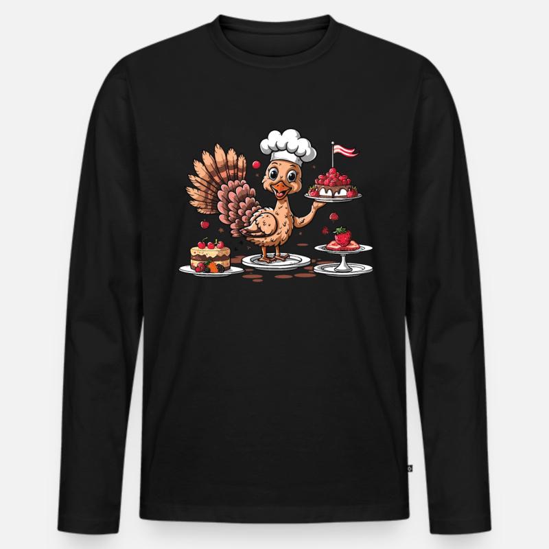 Dankbares Gobble Wobble Thanksgiving - Männer Premium Bio Langarmshirt - Schwarz
