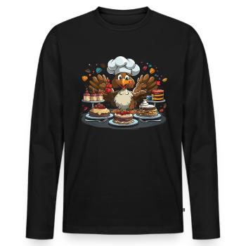 Grateful Gobble Wobble Thanksgiving - Men's Premium Organic Long Sleeve Shirt - black - Front - Nico (187cm)