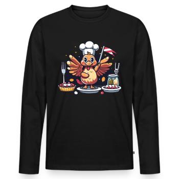 Grateful Gobble Wobble Thanksgiving - Men's Premium Organic Long Sleeve Shirt - black - Front - Nico (187cm)