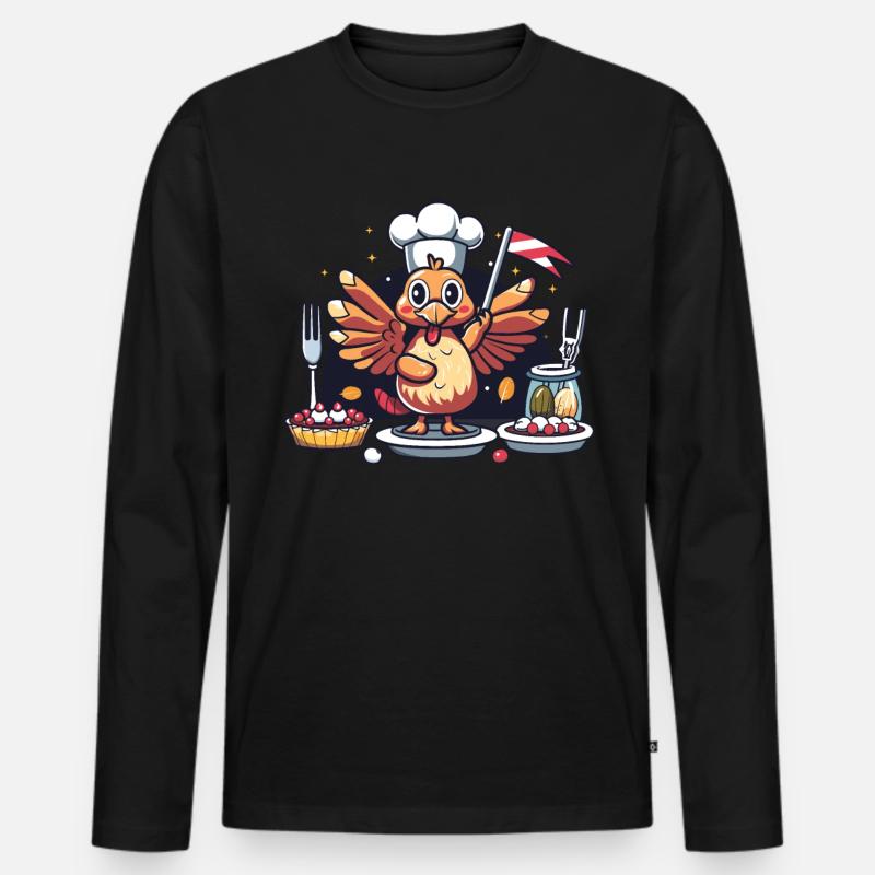Dankbares Gobble Wobble Thanksgiving - Männer Premium Bio Langarmshirt - Schwarz