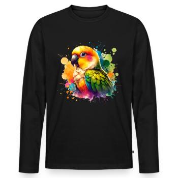 Gelbkopfsittich Motiv - Männer Premium Bio Langarmshirt - Schwarz - Vorne - Nico (187cm)