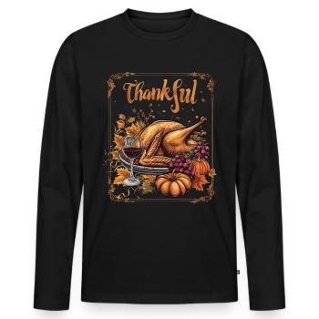 Grateful Gobble Wobble Thanksgiving - Men's Premium Organic Long Sleeve Shirt - black - Front - Nico (187cm)
