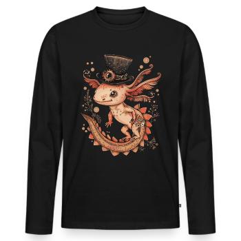 Steampunk Axolotl - Männer Premium Bio Langarmshirt - Schwarz - Vorne - Nico (187cm)