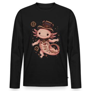 Steampunk Axolotl - Männer Premium Bio Langarmshirt - Schwarz - Vorne - Nico (187cm)