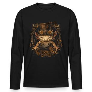 Steampunk Axolotl - Männer Premium Bio Langarmshirt - Schwarz - Vorne - Nico (187cm)