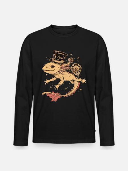 Steampunk Axolotl - T-shirt manches longues Premium bio Homme - noir