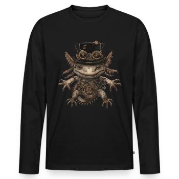 Steampunk Axolotl - Männer Premium Bio Langarmshirt - Schwarz - Vorne - Nico (187cm)