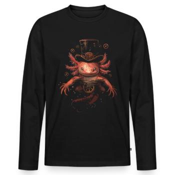 Steampunk Axolotl - Männer Premium Bio Langarmshirt - Schwarz - Vorne - Nico (187cm)