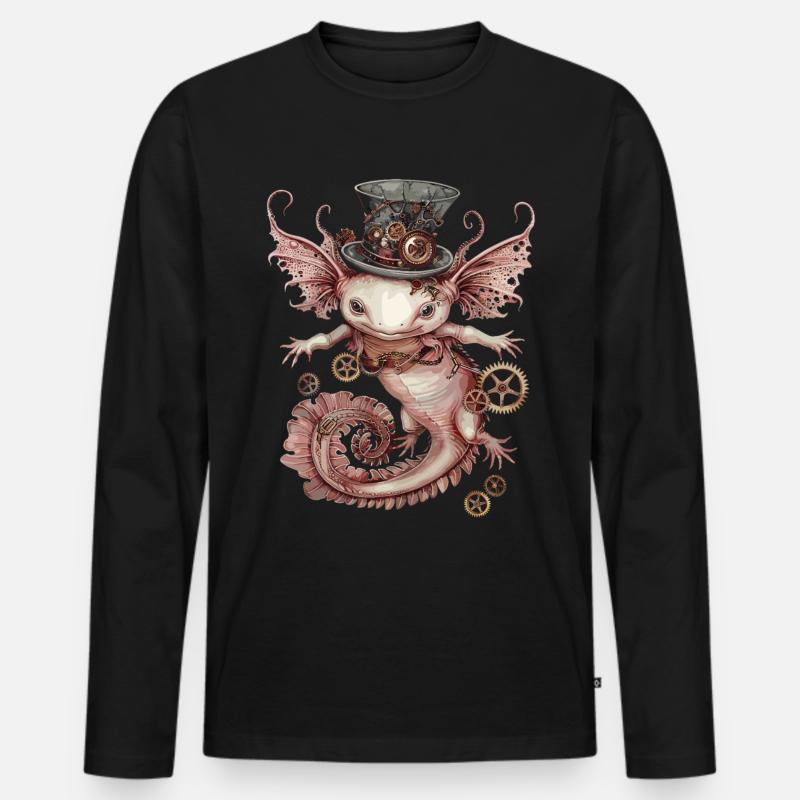 Steampunk Axolotl - Männer Premium Bio Langarmshirt - Schwarz