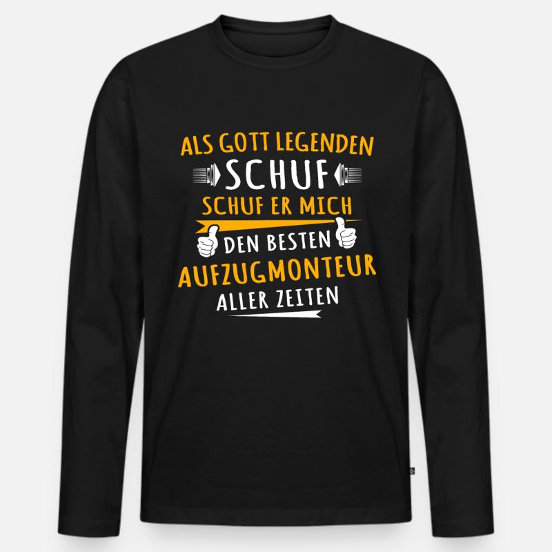 Aufzugmonteur - Männer Premium Bio Langarmshirt - Schwarz