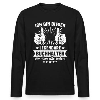 Légende du comptable - T-shirt manches longues Premium bio Homme - noir - Devant - Nico (187cm)