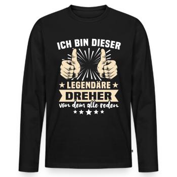 Dreher Sprüche - Männer Premium Bio Langarmshirt - Schwarz - Vorne - Nico (187cm)