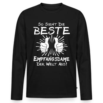 Receptionist - Men's Premium Organic Long Sleeve Shirt - black - Front - Nico (187cm)