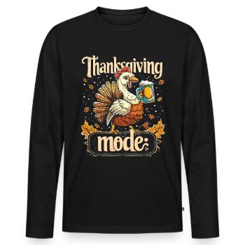 Grateful Gobble Wobble Thanksgiving - Men's Premium Organic Long Sleeve Shirt - black - Front - Nico (187cm)