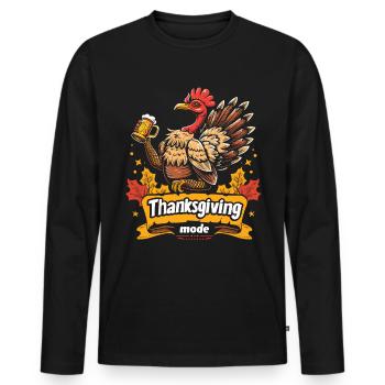 Grateful Gobble Wobble Thanksgiving - Men's Premium Organic Long Sleeve Shirt - black - Front - Nico (187cm)