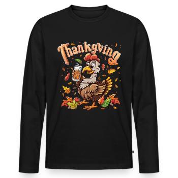 Grateful Gobble Wobble Thanksgiving - Men's Premium Organic Long Sleeve Shirt - black - Front - Nico (187cm)