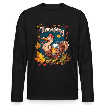 Grateful Gobble Wobble Thanksgiving - Men's Premium Organic Long Sleeve Shirt - black - Front - Nico (187cm)
