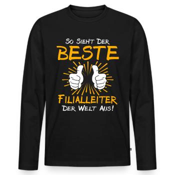 Idée cadeau gérant de magasin - T-shirt manches longues Premium bio Homme - noir - Devant - Nico (187cm)