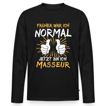 Dicton du masseur - T-shirt manches longues Premium bio Homme - noir - Devant - Nico (187cm)