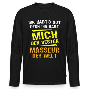 Cadeau Masseur - T-shirt manches longues Premium bio Homme - noir - Devant - Nico (187cm)