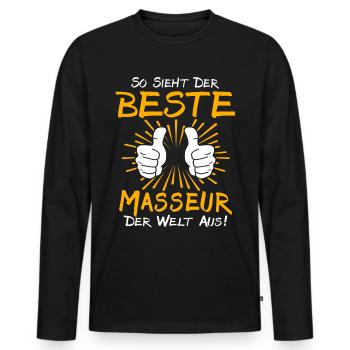 Masseur Geschenkidee - Männer Premium Bio Langarmshirt - Schwarz - Vorne - Nico (187cm)