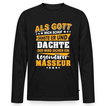 Dictons du masseur - T-shirt manches longues Premium bio Homme - noir - Devant - Nico (187cm)