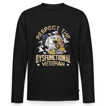 Veteran Medicated Dysfunctional - Männer Premium Bio Langarmshirt - Schwarz - Vorne - Nico (187cm)