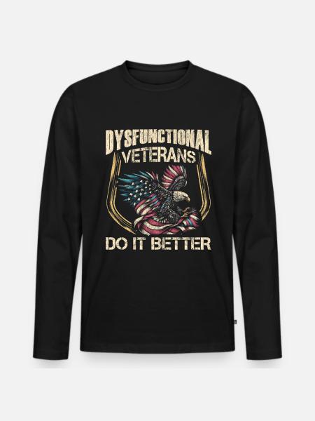 Veteran Medicated Dysfunctional - Männer Premium Bio Langarmshirt - Schwarz