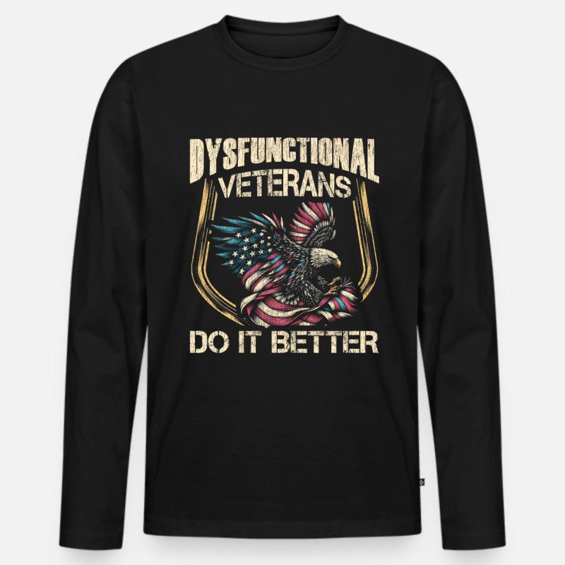 Veteran Medicated Dysfunctional - Männer Premium Bio Langarmshirt - Schwarz