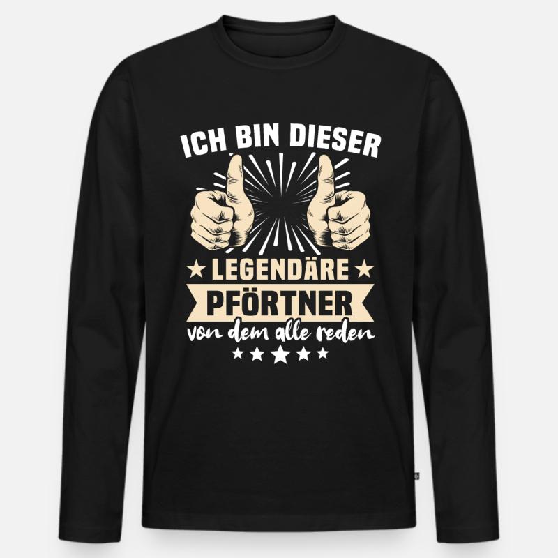 Pförtner Sprüche - Männer Premium Bio Langarmshirt - Schwarz