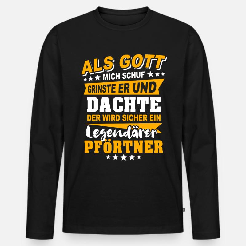 Pförtner Sprüche - Männer Premium Bio Langarmshirt - Schwarz