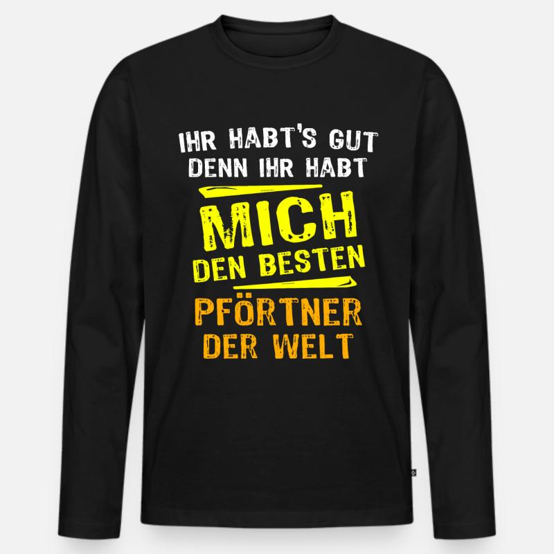 Pförtner Geschenk - Männer Premium Bio Langarmshirt - Schwarz