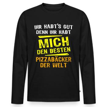 Pizzabäcker Geschenk - Männer Premium Bio Langarmshirt - Schwarz - Vorne - Nico (187cm)