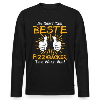 Pizzabäcker Geschenkidee - Männer Premium Bio Langarmshirt - Schwarz - Vorne - Nico (187cm)
