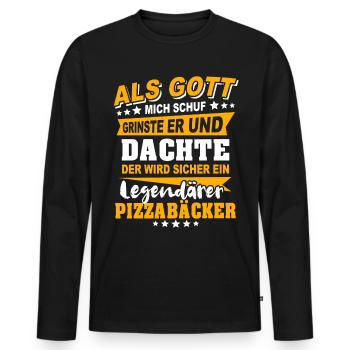 Pizza Maker Sayings - Men's Premium Organic Long Sleeve Shirt - black - Front - Nico (187cm)