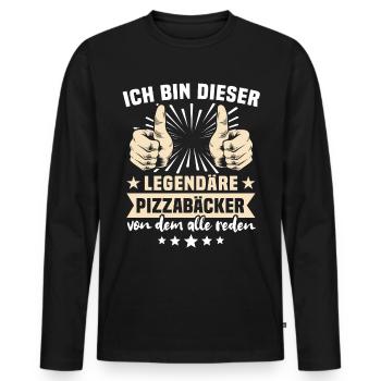 Pizza Maker Sayings - Men's Premium Organic Long Sleeve Shirt - black - Front - Nico (187cm)