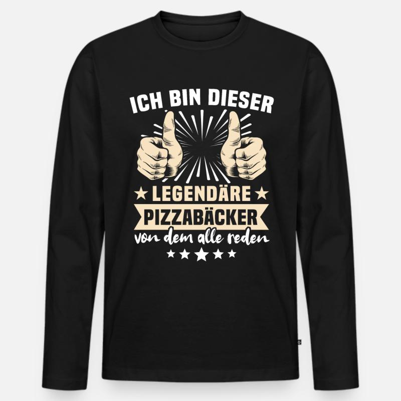 Pizzabäcker Sprüche - Männer Premium Bio Langarmshirt - Schwarz
