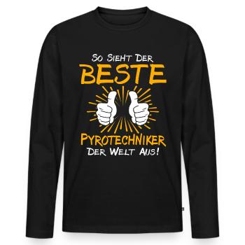 Pyrotechnician Gift Idea - Men's Premium Organic Long Sleeve Shirt - black - Front - Nico (187cm)